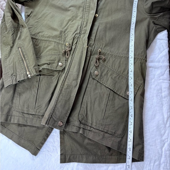 Love Tree Women’s Full Zip/Snap Utility Jacket Hooded Olive Green Size Large - Picture 11 of 13